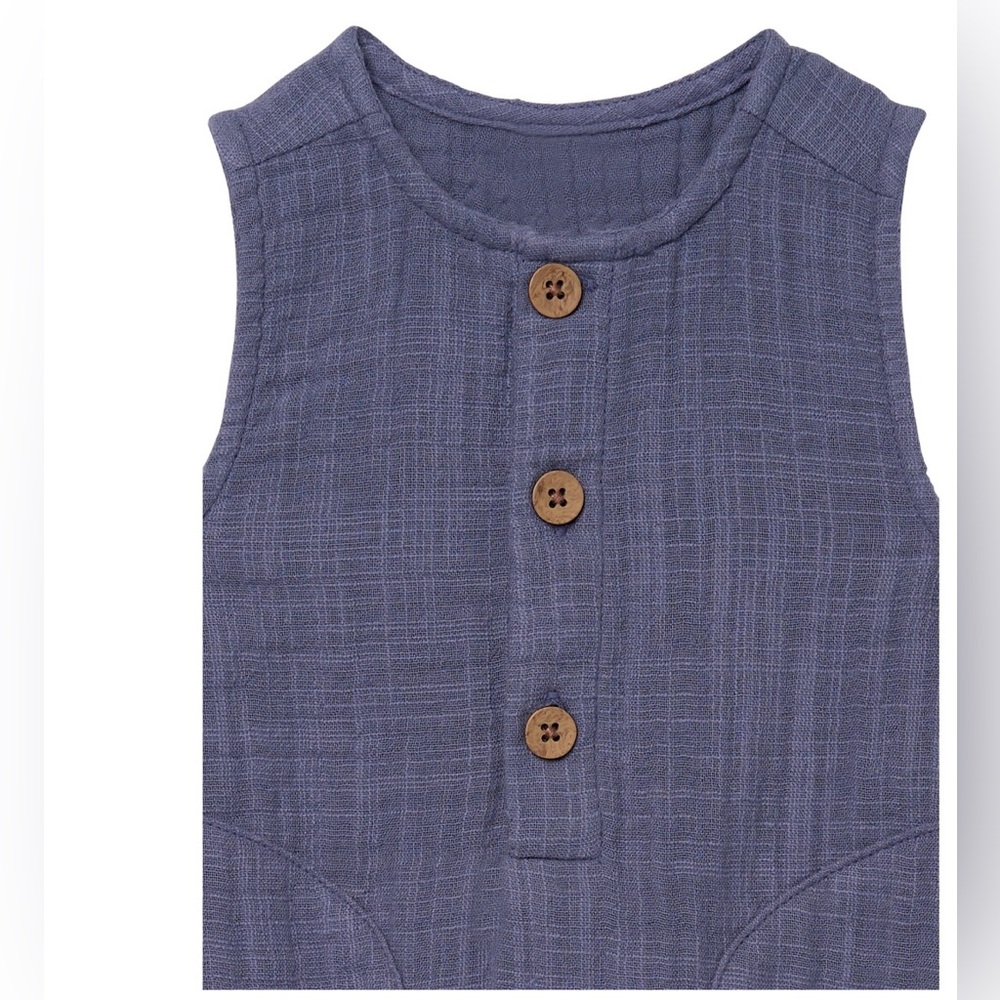 Baby boy Sleeveless Button Romper in Slate Blue.18M - Picture 4 of 8